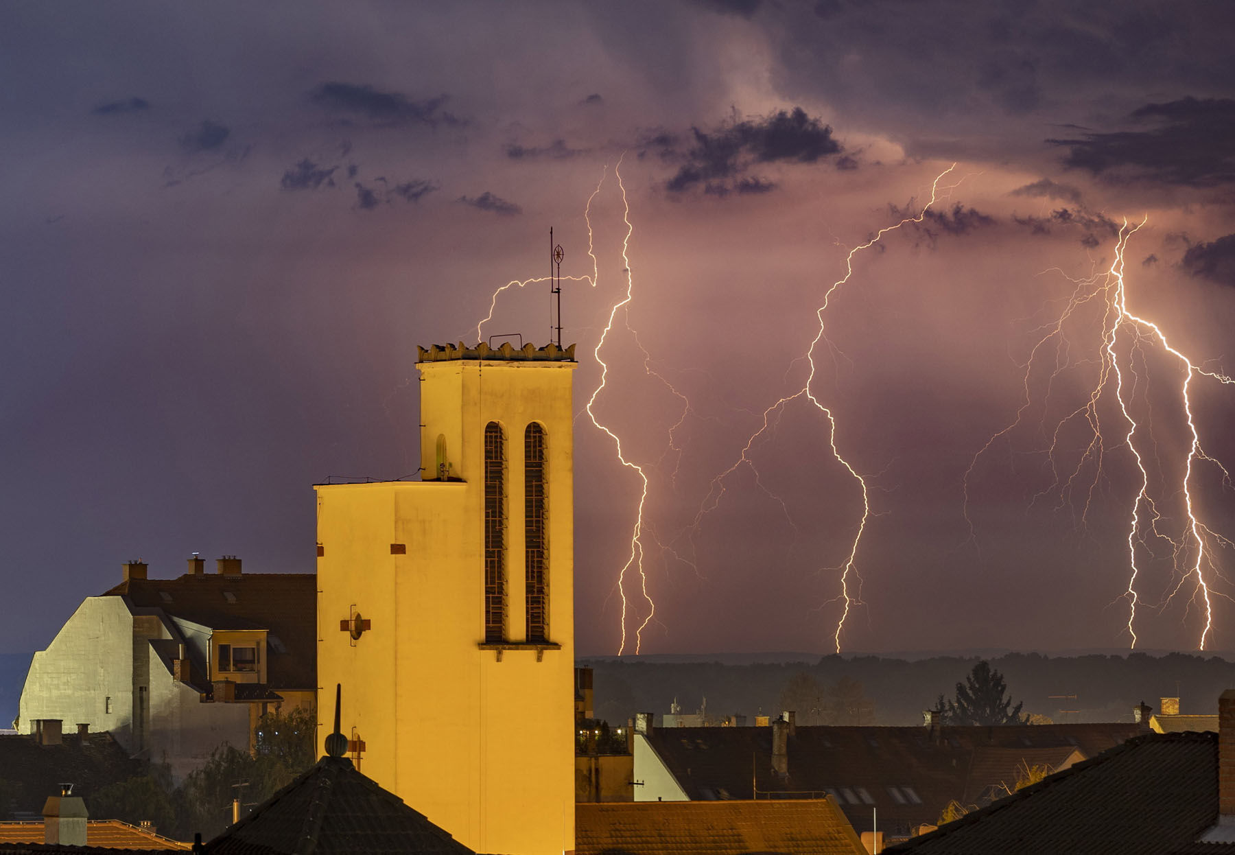 Lightnings illuminate the sky over Nagykanizsa, Hungary, Monday, May 16, 2022. (Gyorgy Varga/MTI via AP)