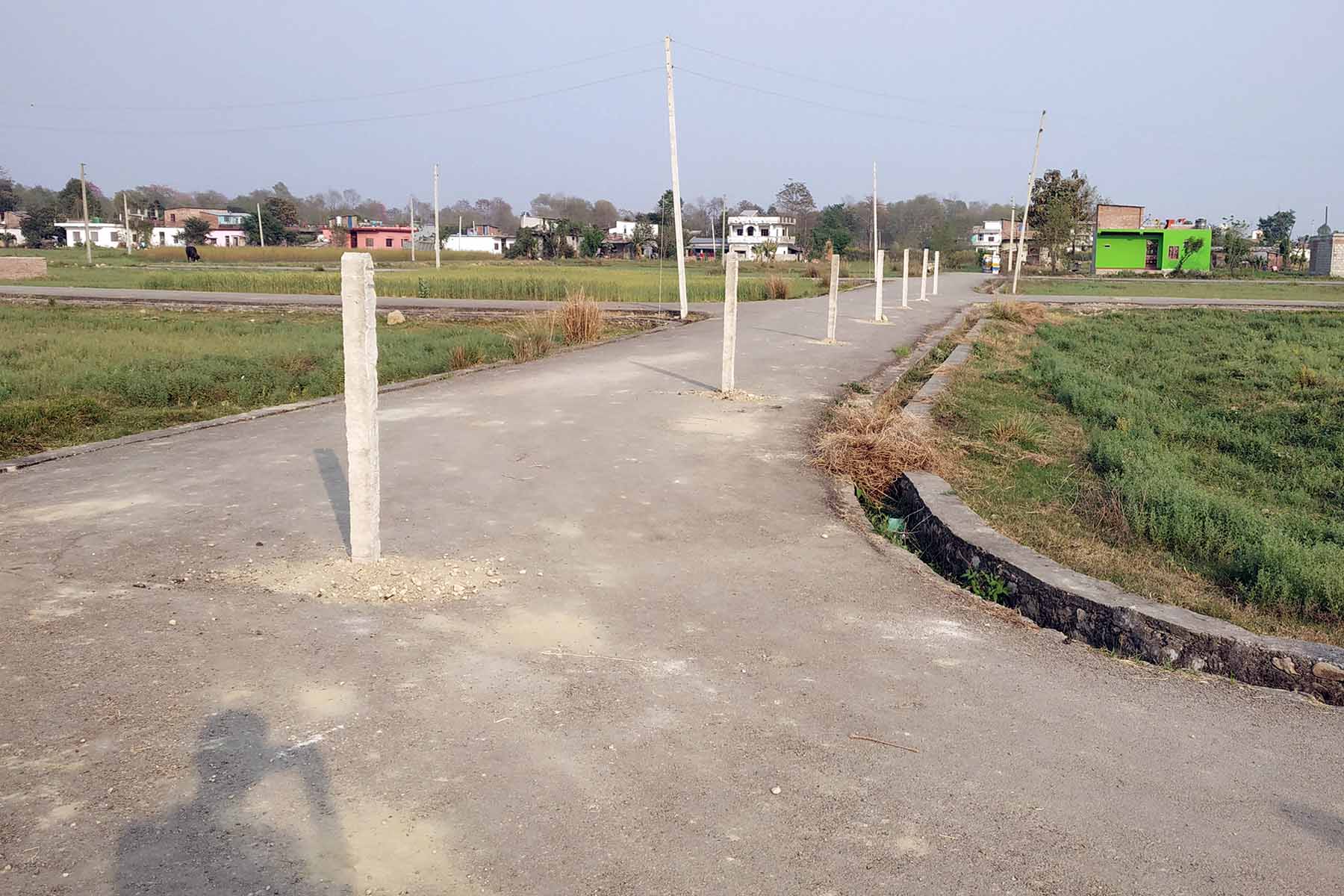 कालोपत्र सडकको बीचमा खम्बा