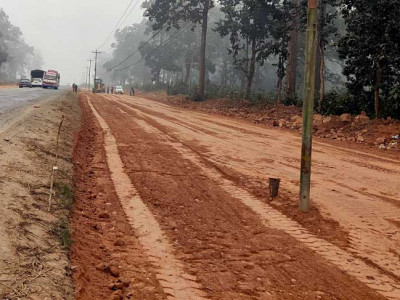 नारायणगढ–बुटवल सडक निर्माण कछुवा गतिमा 