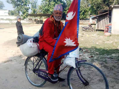 शान्तिको सन्देश बोकेर साइकलमा नेपाल–भारतका धार्मिक क्षेत्रको यात्रा