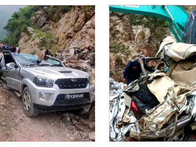 पाल्पामा गुडिरहेको स्कार्पियो माथि ढुंगा खस्यो, तीन जनाको ‘निधन’