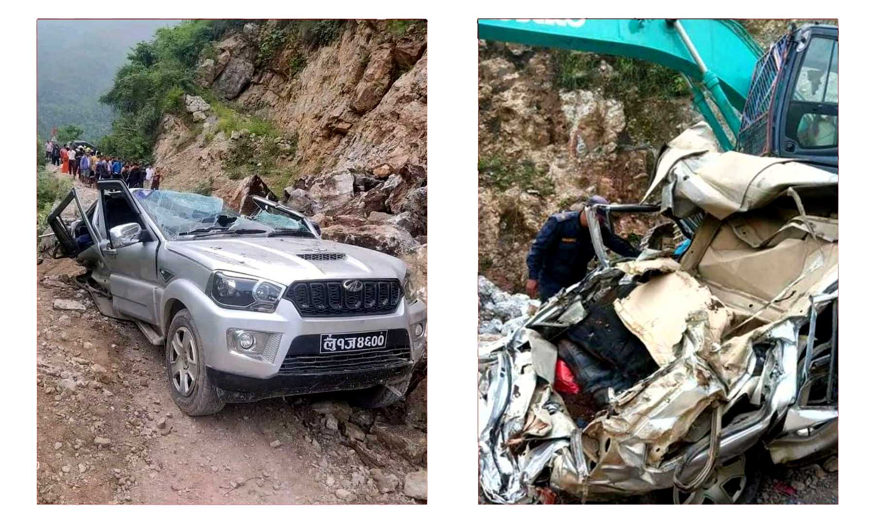 पाल्पामा गुडिरहेको स्कार्पियो माथि ढुंगा खस्यो, तीन जनाको ‘निधन’