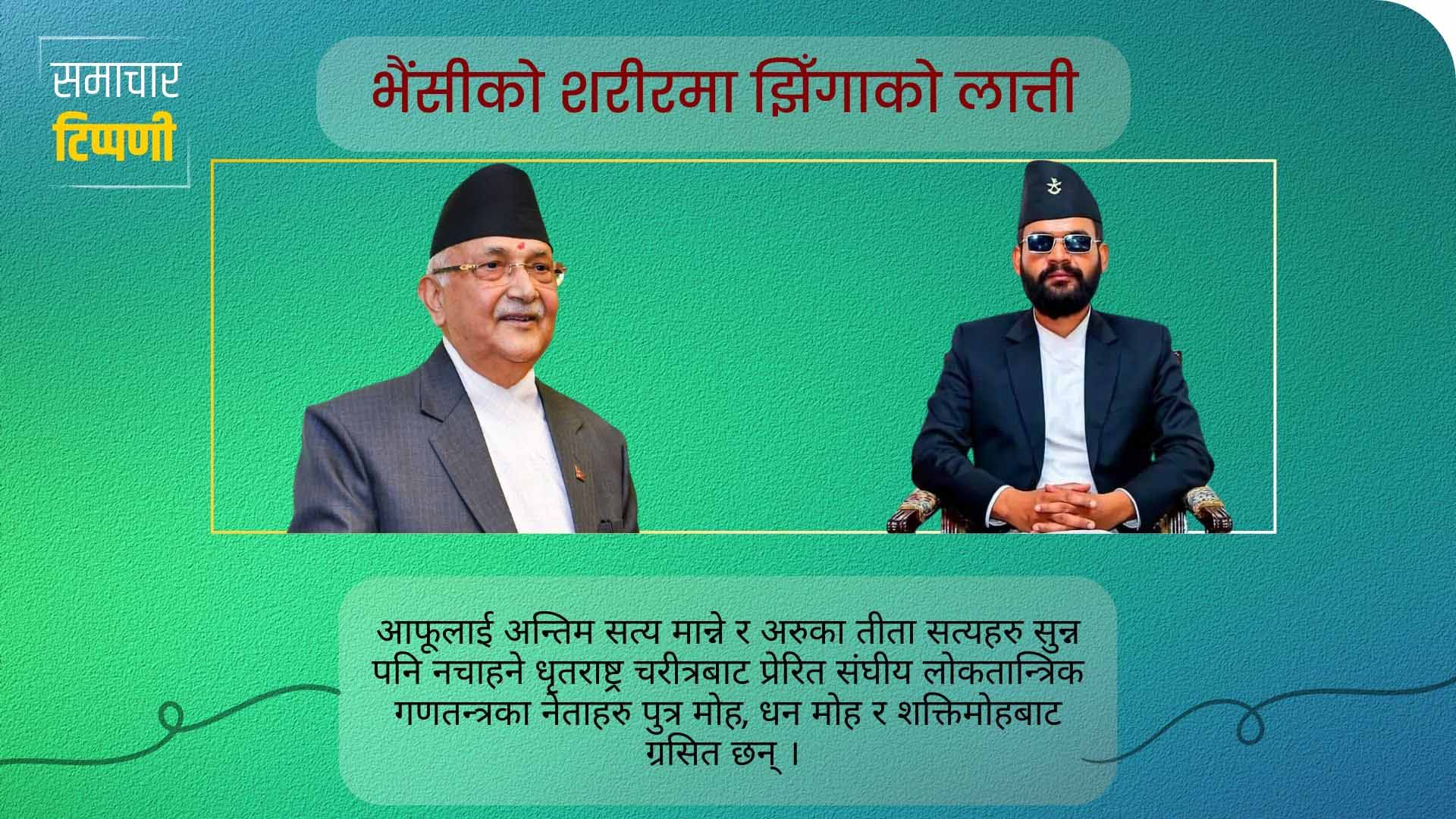 समाचार टिप्पणी: भैंसीको शरीरमा झिँगाको लात्ती